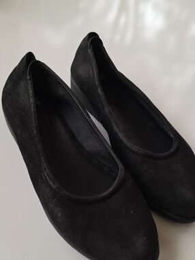 Eileen Fisher Black Suede Slip-On Wedge Flats